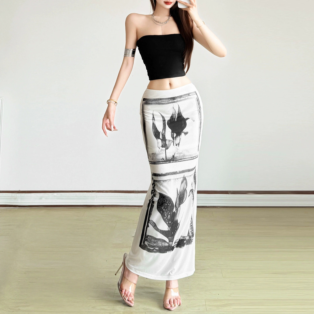 Zara Summer Breeze Double Frame Botanical Film Print Midi Skirt